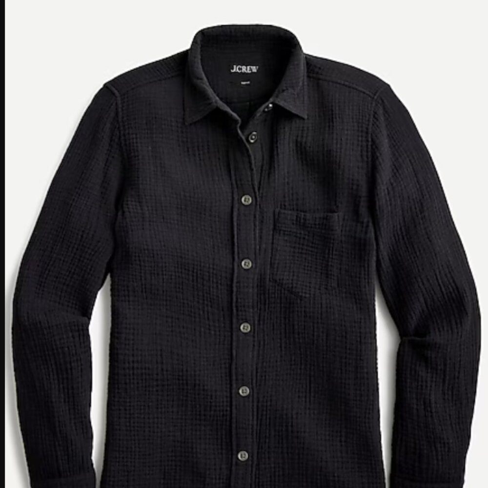 J. Crew Garcon Classic Double Gauze Shirt, Black Size 6